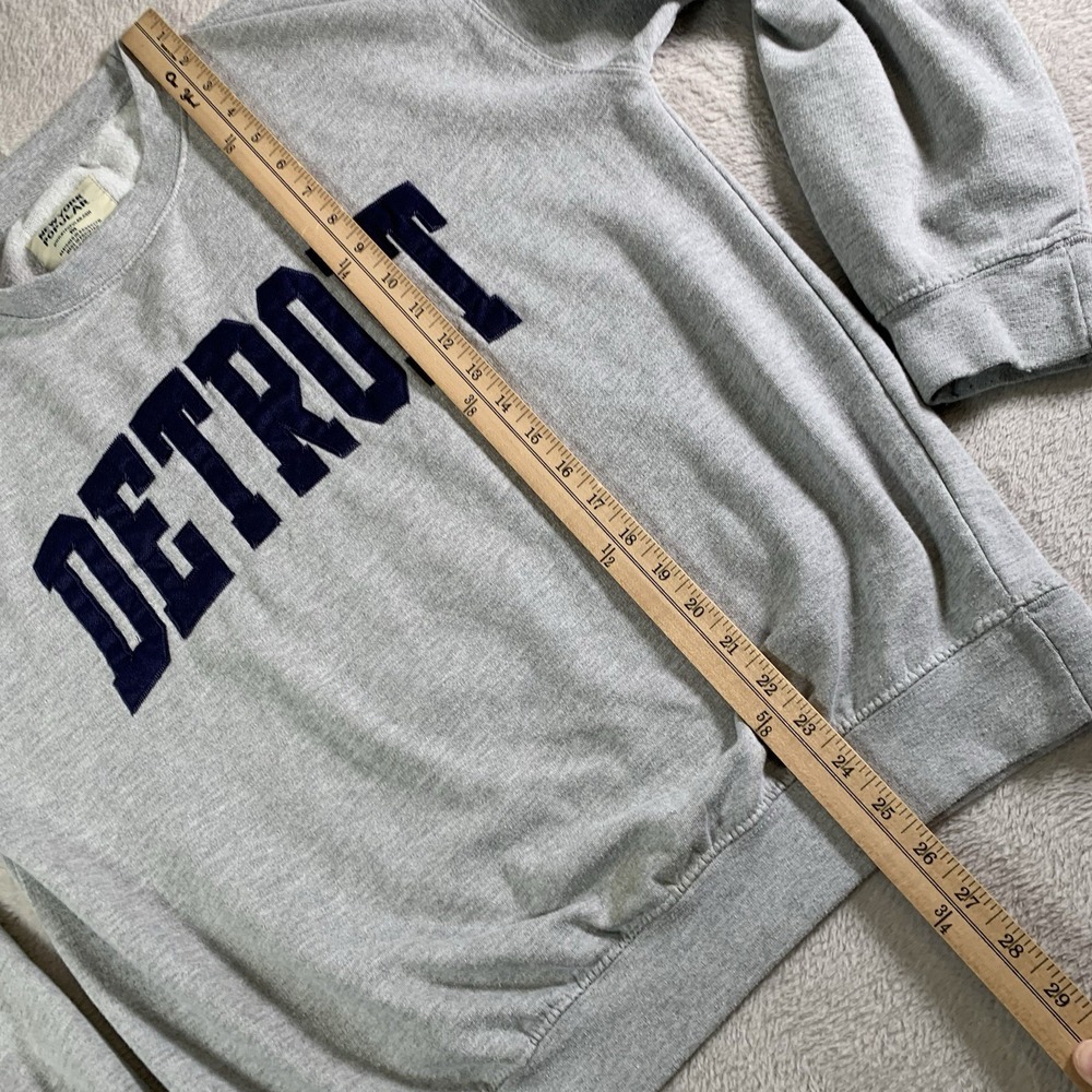 New York Popular Detroit Sweatshirt Mens Medium Gray Crewneck Fleece‎ Top M - Picture 8 of 11